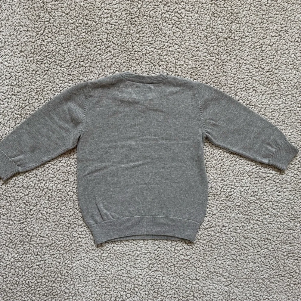🧸 Adorable Outfit • Blue & Green Plaid Shirt with Blue Corduroys + Grey Sweater